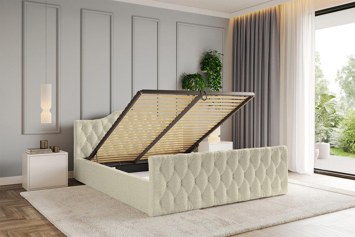 POLSTERBETT mit Bettkasten, Fußteil und Lattenrost, Boxbett mit Matratze H3/H4 - FALIO-Z-V1 120x200 Beige - Taupe, Holzwerkstoff/Textil (120/200cm) - ALTDECOR