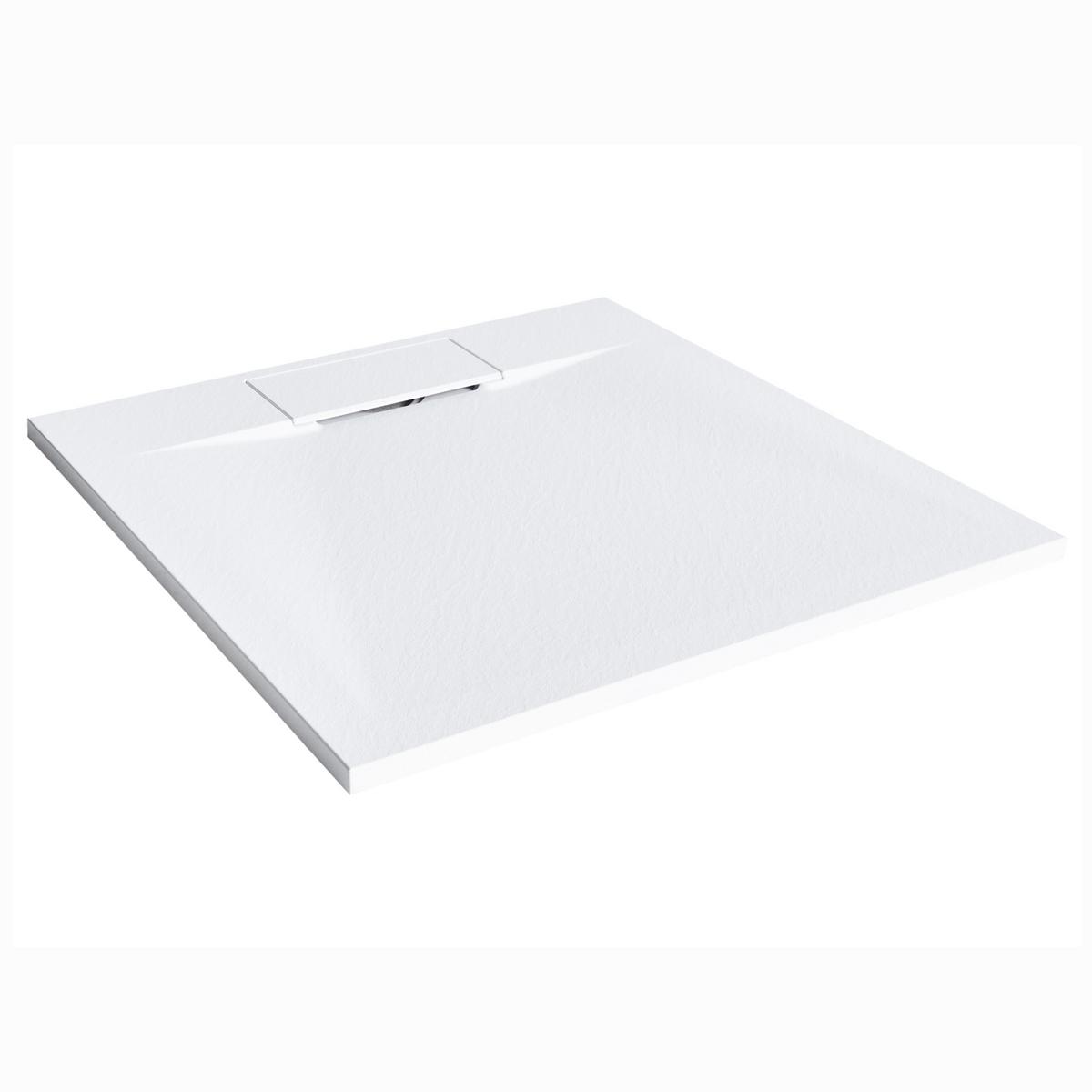 DUSCHWANNE 90/90/3 cm Weiß Azzurro - Weiß, Kunststoff (90/3/90cm) - Beliani