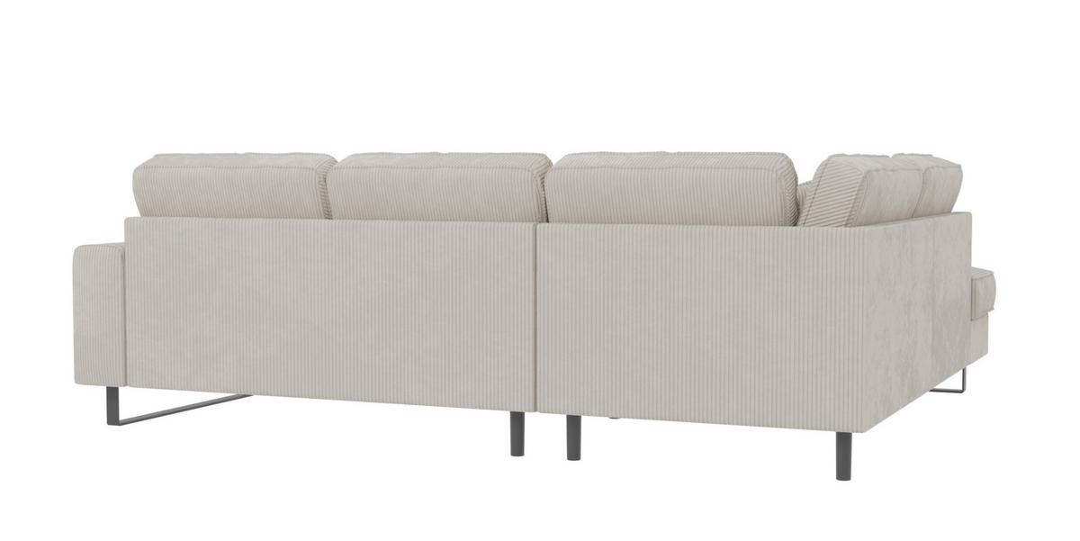 ECKSOFA Floe Beige Cord - Beige/Schwarz, Holz/Kunststoff (290/231cm) - S-Style Möbel