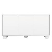 KOMMODE Adel mit 3 Türen und runden Füßen, 154 cm, Griffloss, Weiß - Weiß, Holzwerkstoff (154/81/38cm) - Beautysofa