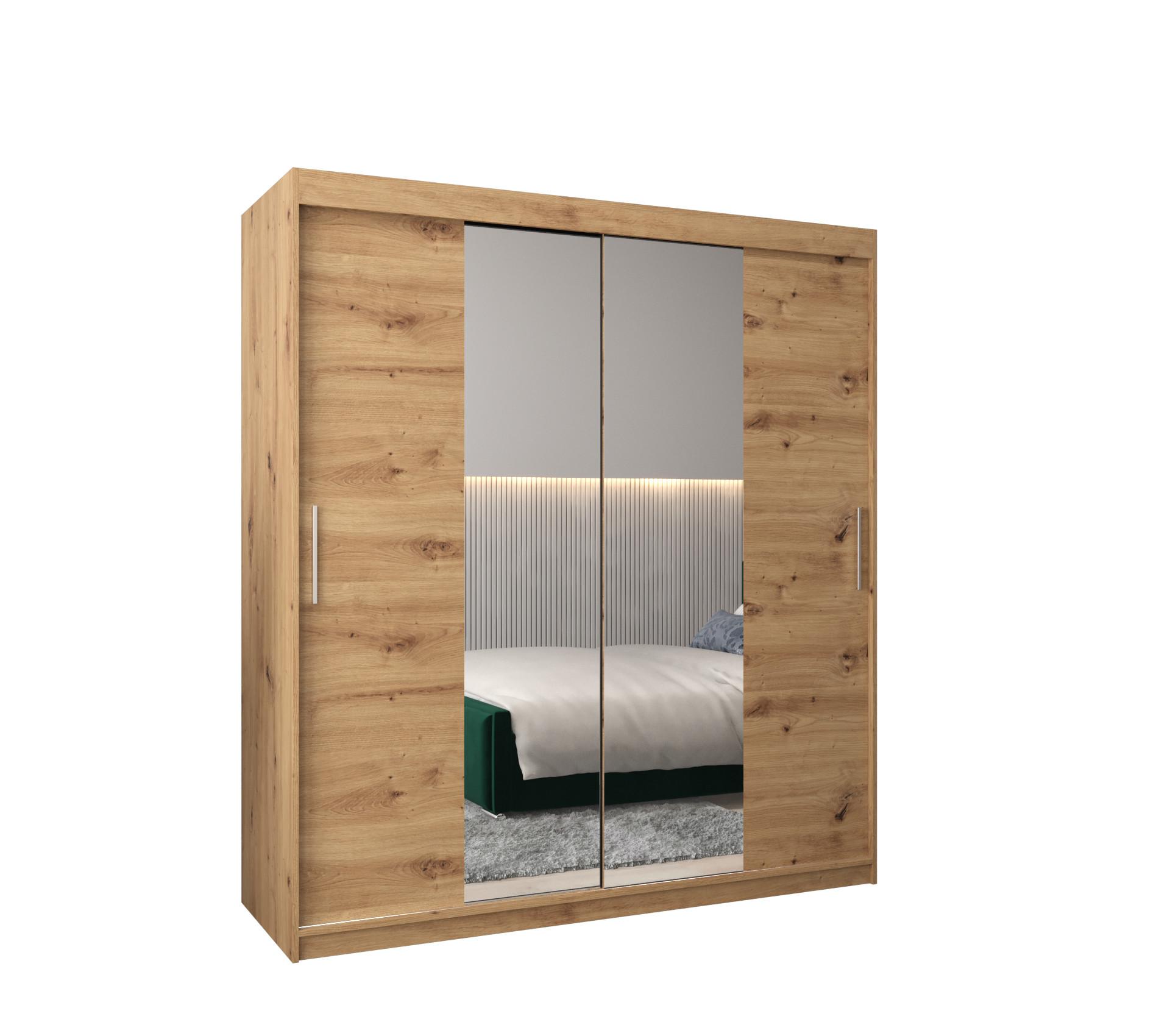 LANGUAGE Schiebetürenschrank mit Spiegel TOKYO 1 200/180/62 2-türig - Silberfarben/Eiche Artisan, Holz/Kunststoff (180/200/62cm) - MÖBEL KRYSPOL