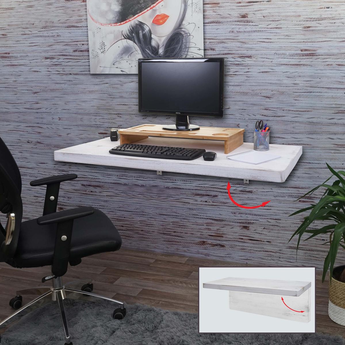 WANDTISCH KLAPPBAR rechteckig Reinweiß - Weiß, Holz (120/20/60cm) - MCW