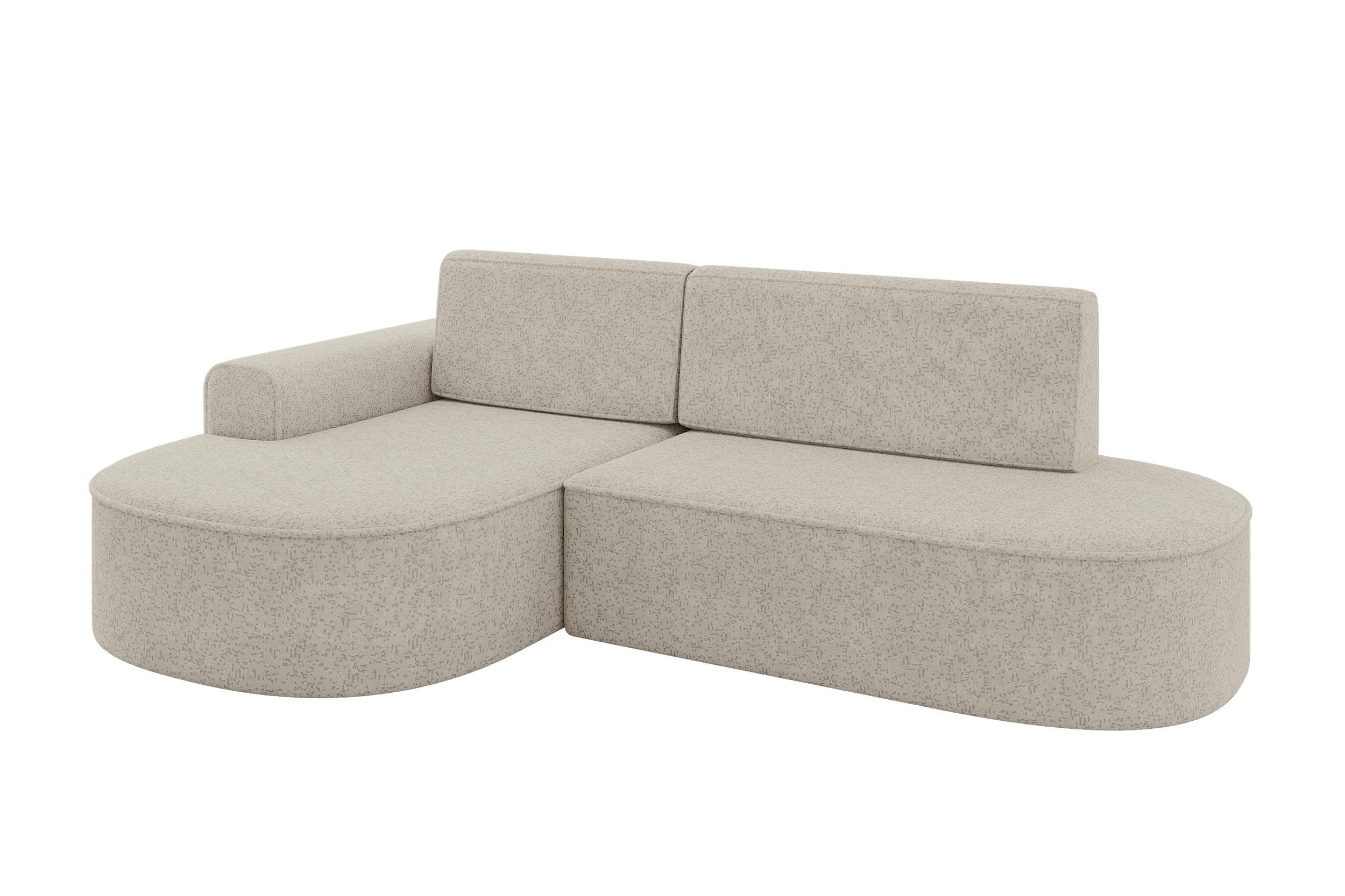 ECKSOFA mit Schlaffunktion und Bettkasten Ottomane Links MARI-L1-S - 283x167x73 cm Beige Tissu - Beige/Schwarz, Holzwerkstoff/Kunststoff (283/167cm) - ALTDECOR