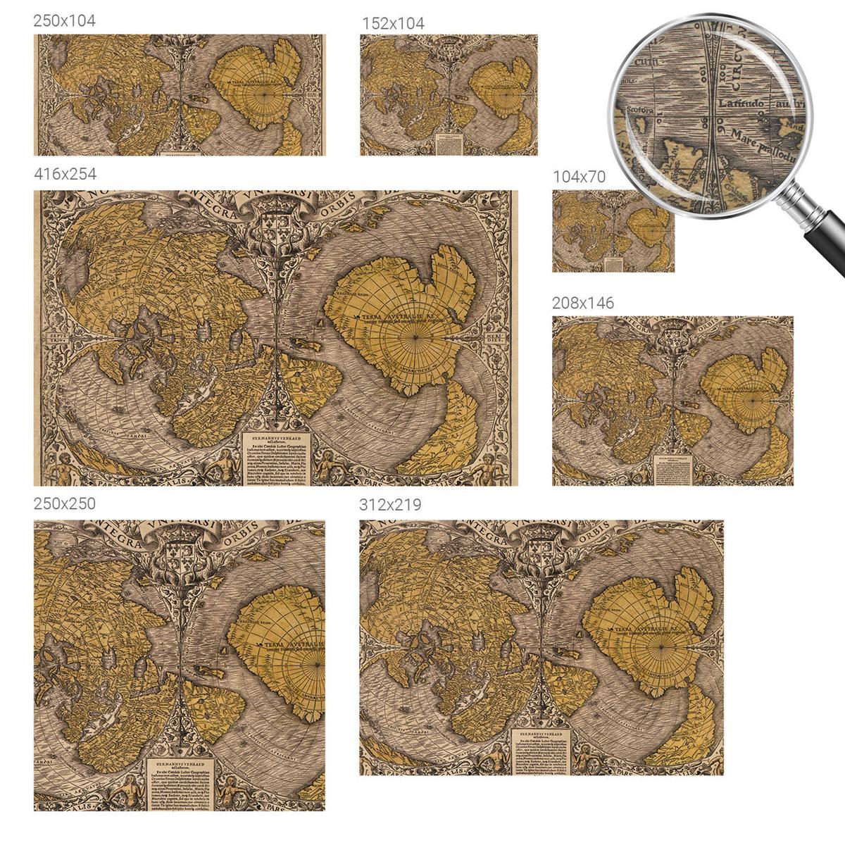 FOTOTAPETE 312x219 cm - Historische Kartographie - Gelb, Textil (312/219cm) - Wallfluent