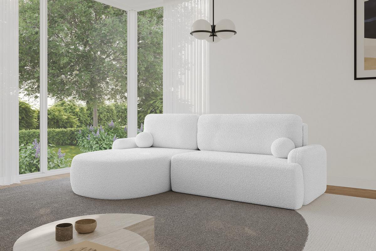 ECKSOFA mit Schlaffunktion und Bettkasten LIRA-L - 264x172x89 Weiß - Weiß, Holzwerkstoff/Textil (264/172cm) - ALTDECOR