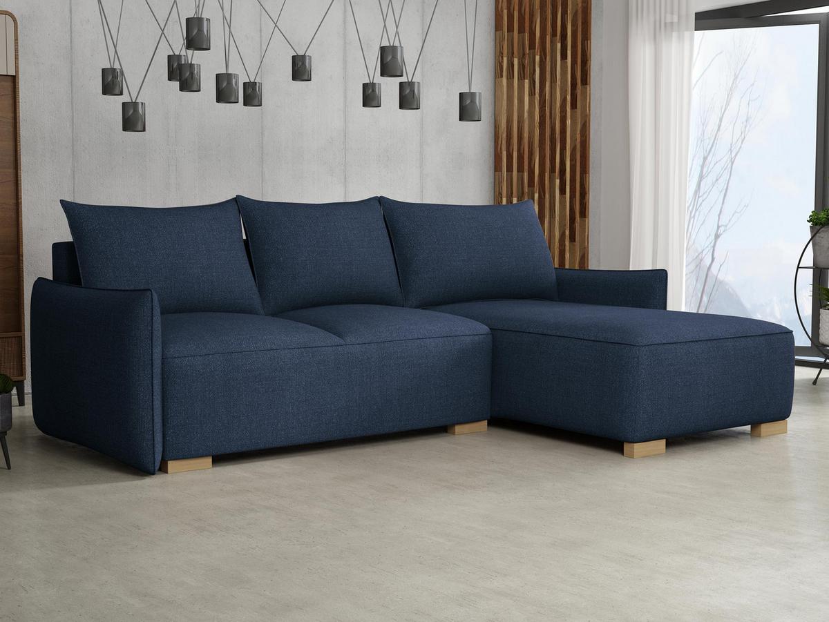 ECKSCHLAFSOFA Focus L - Blau/Naturfarben, Holz/Textil (240/155cm) - MIRJAN24