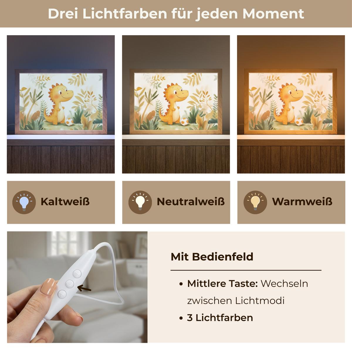 WANDLEUCHTE Dino - Fußball - Orange 30x20 cm - Beige, Holzwerkstoff (30/20/8cm) - OnlyWow