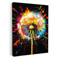 LEINWANDBILD Löwenzahn - Graffiti - Farbenfroh - Blumen - Natur Room Decor 30x40 cm - Multicolor, Textil (30/40cm) - MuchoWow