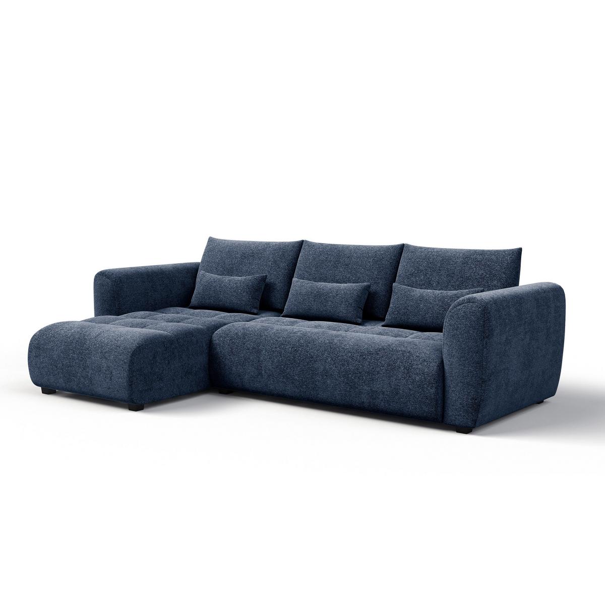 ECKSOFA SORENO 4-Sitzer, dunkelblau - Schwarz/Dunkelblau, Holz/Textil (293/171cm) - Wozimo