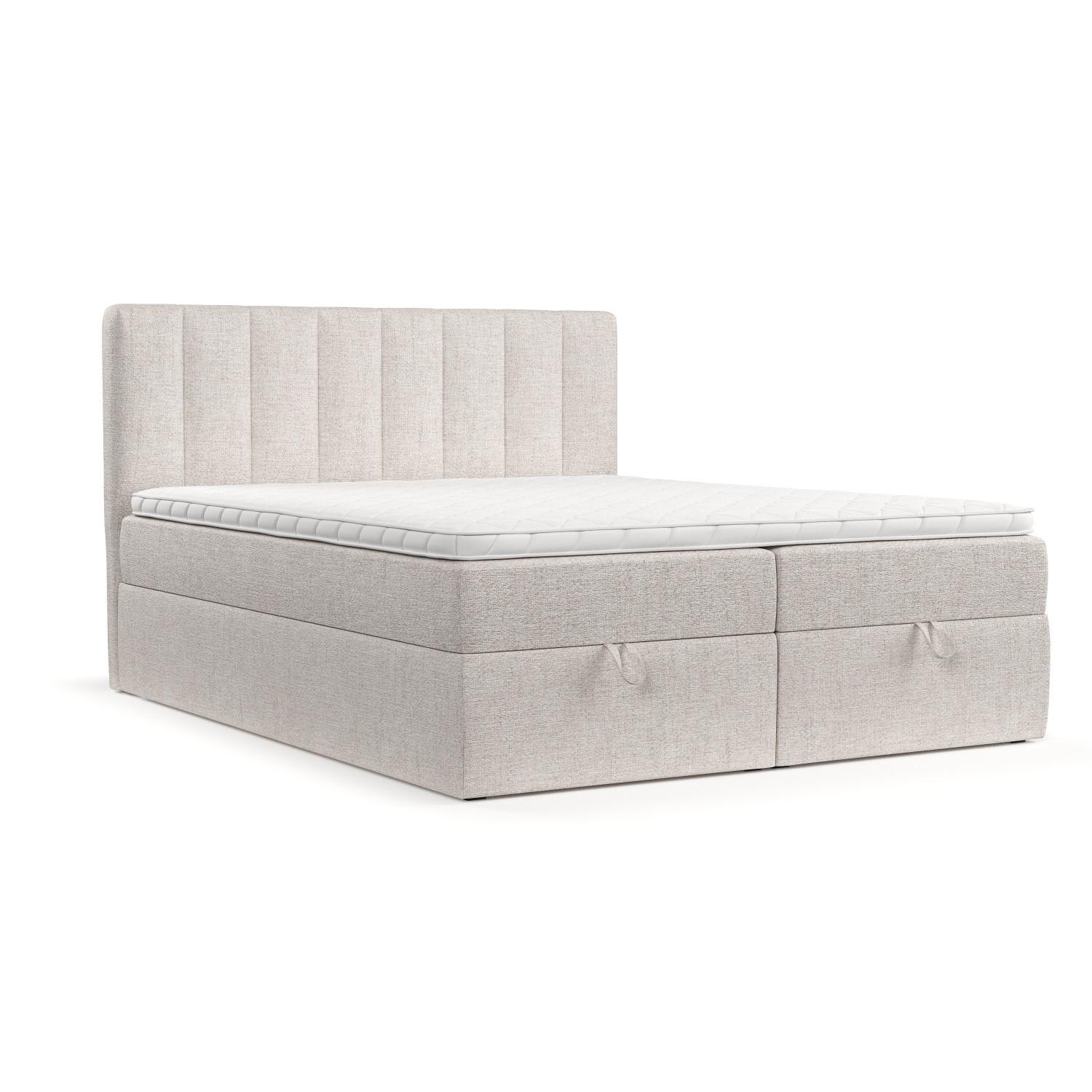 BOXBETT Lusso 180/200 cm Hellbeige im Neve Stoff - Sandfarben/Schwarz, Holz/Holzwerkstoff (180/200cm) - AltaBeds