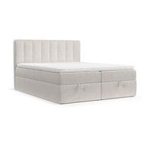 BOXBETT Lusso 180/200 cm Hellbeige im Neve Stoff - Sandfarben/Schwarz, Holz/Holzwerkstoff (180/200cm) - AltaBeds