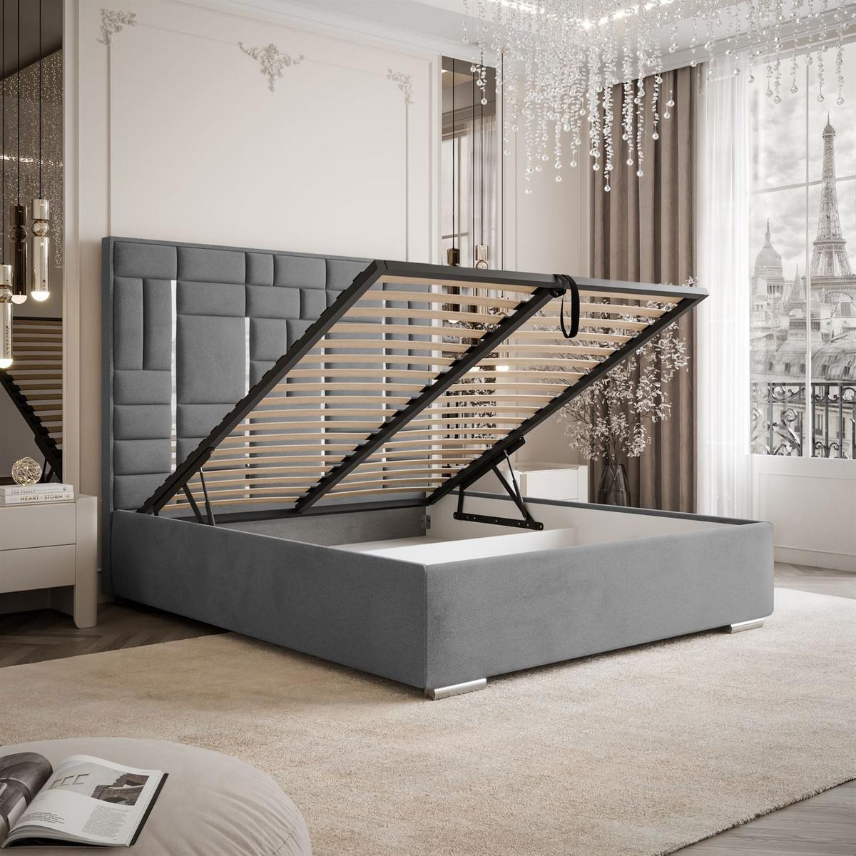 POLSTERBETT BRIGITTE SILVER mit Bettkasten 180x200 cm Element 23 - Grau, Textil (180/200cm) - Lookway