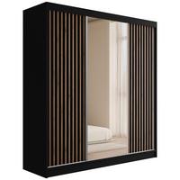 KLEIDERSCHRANK mit Spiegel V2-ZENTI 215x200 cm Schwarz - Schwarz, Holzwerkstoff (200/215/61cm) - ALTDECOR