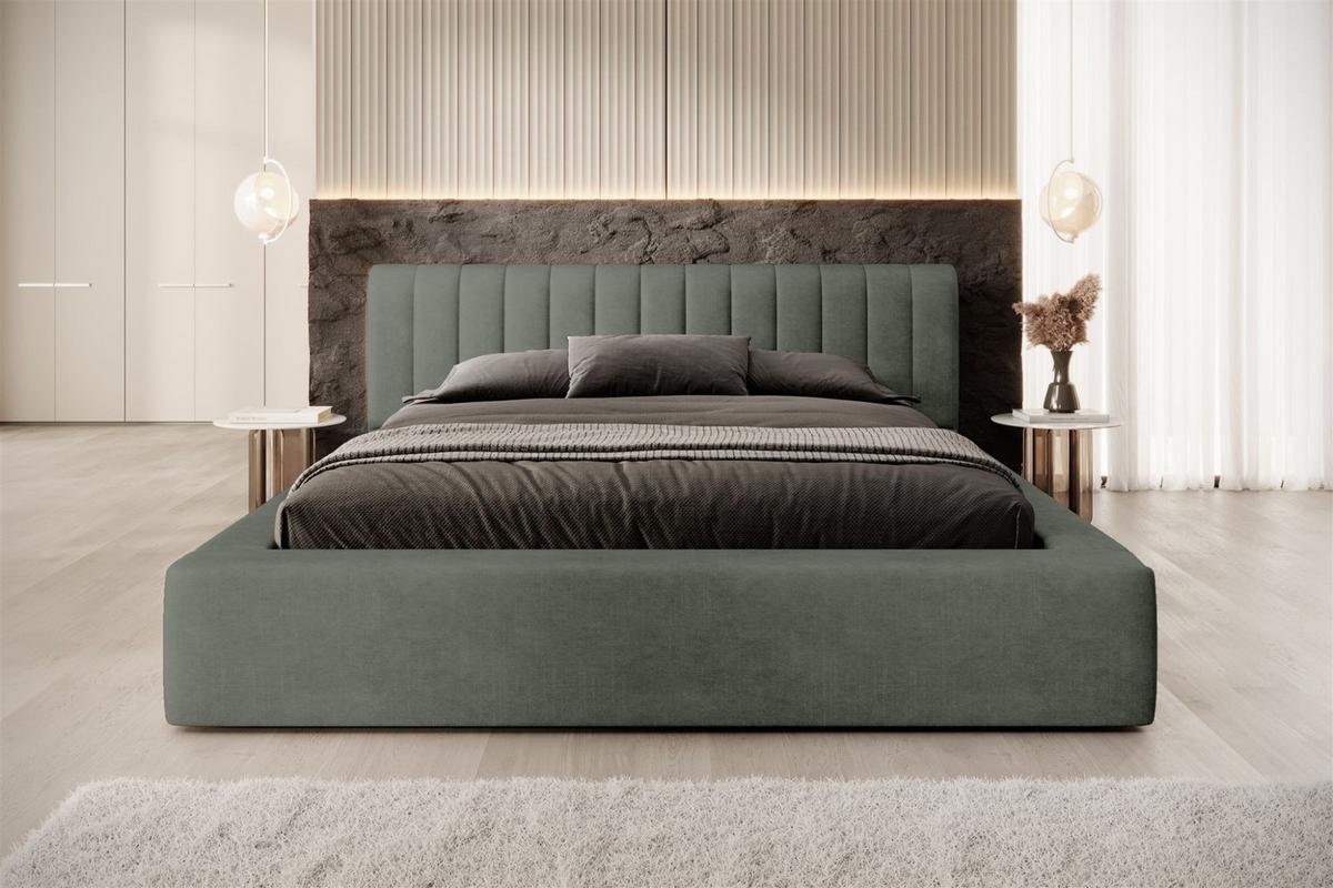 POLSTERBETT Peoria Stoff Macau - Grün, Holzwerkstoff/Textil (180/200cm) - Fun Möbel