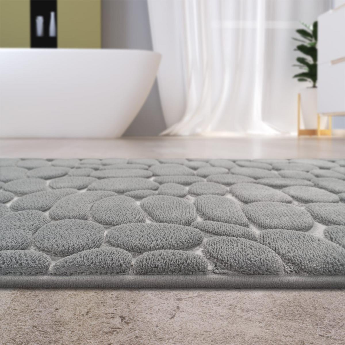 STRUKTURTEPPICH Waschbar handgewebt, abstrakt in 3D, Grau, 65 x 120 cm - Grau, Textil (65/120cm) - KADIMA DESIGN