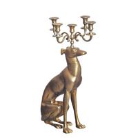 DEKOFIGUR Kerzenhalter Windhund Aluminium Gold 69 cm mit 5 Armen - Goldfarben, Textil (26/69/40cm) - KADIMA DESIGN