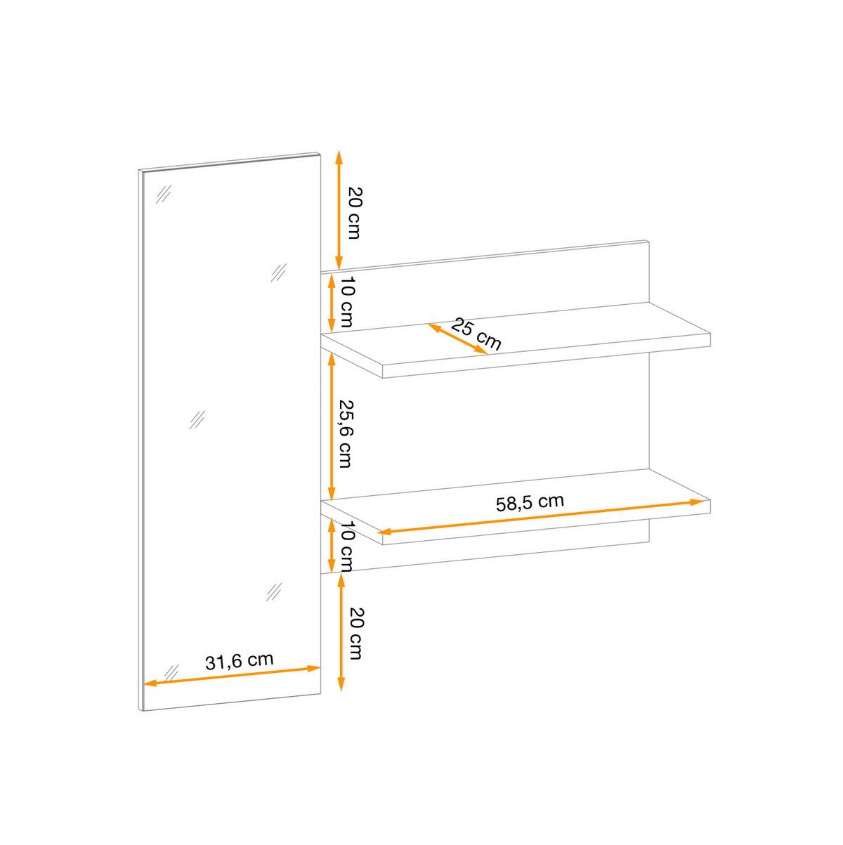 WANDSPIEGEL Eiche Jackson quadratisch 90 x 90 cm, Flurspiegel mit Ablage - Eichefarben, Glas/Holzwerkstoff (90/90/28cm) - Furn.Design