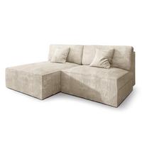 ECKSOFA FIORO P Creme Kordstoff mit Schlaffunktion - Creme/Grau, Holz/Kunststoff (204/148cm) - MASSENO