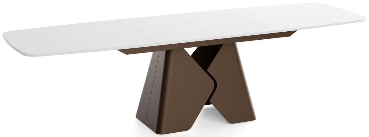 ESSTISCH Vanta rechteckig ausziehbar verlängerbar mit Braunem Metallgestell, Weiß 180-270/90/76 cm - Weiß/Braun, Holzwerkstoff/Metall (90/270/76cm) - WFL GROUP