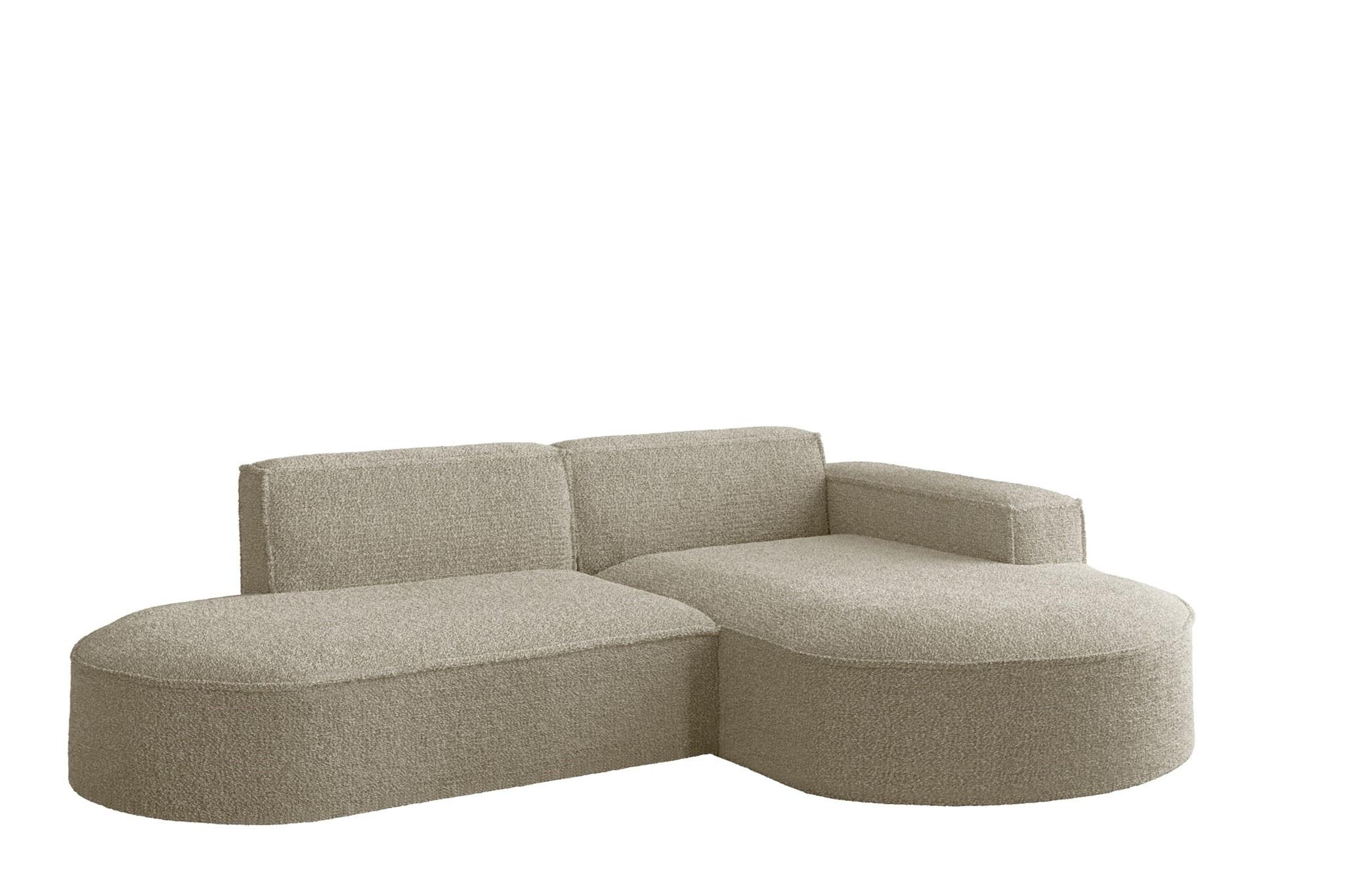 ECKSOFA Palma Xs Ottomane Ascot Bukla - Champagner, Holzwerkstoff/Textil (236/165cm) - Fun Möbel