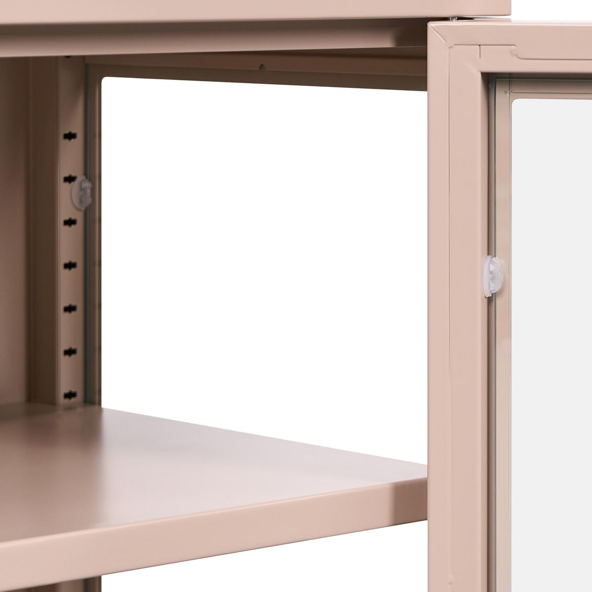 SIDEBOARD mit Glastüren Metall 115 cm Beige Newport - Beige/Goldfarben, Metall (115/64/35cm) - Beliani