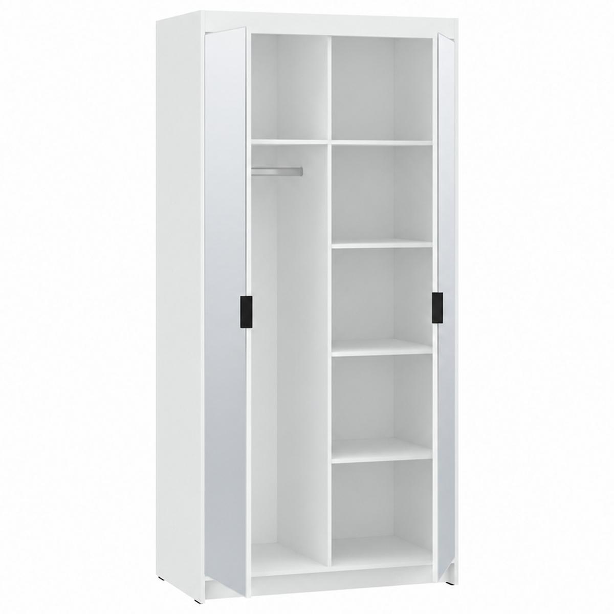 DREHTÜRENSCHRANK Elena mit 2 Türen und 2 Spiegel, 90 cm, Weiß - Weiß, Holzwerkstoff (90/190/53cm) - Beautysofa