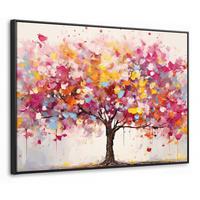 LEINWAND Bilder mit Rahmen - Aquarell - Baum - Kunst - Abstrakt - 100x70 - Multicolor, Textil (100/70cm) - MuchoWow