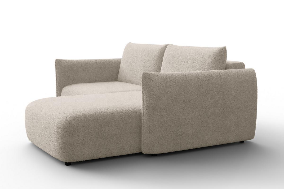 ECKSOFA TAUER 3-Sitzer RECHTS, Bouclé-Stoff beige - Beige/Schwarz, Holz/Textil (206/173cm) - Courtois Laville