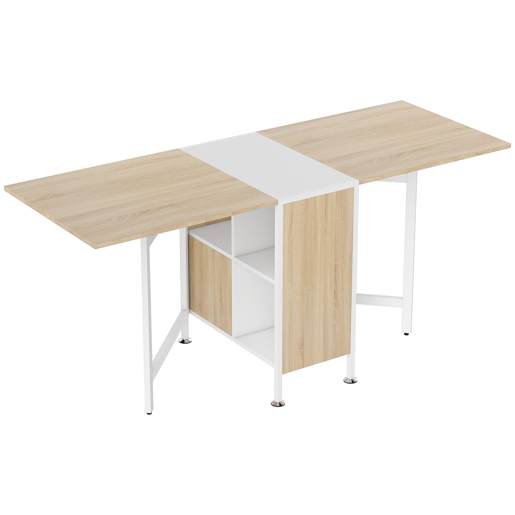 KLAPPTISCH Esstisch Beistelltisch Eiche Metallrahmen Küche Wohnzimmer Natur+Weiß - Naturfarben/Weiß, Holzwerkstoff/Kunststoff (169/60/75cm) - HOMCOM