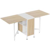 KLAPPTISCH Esstisch Beistelltisch Eiche Metallrahmen Küche Wohnzimmer Natur+Weiß - Naturfarben/Weiß, Holzwerkstoff/Kunststoff (169/60/75cm) - HOMCOM