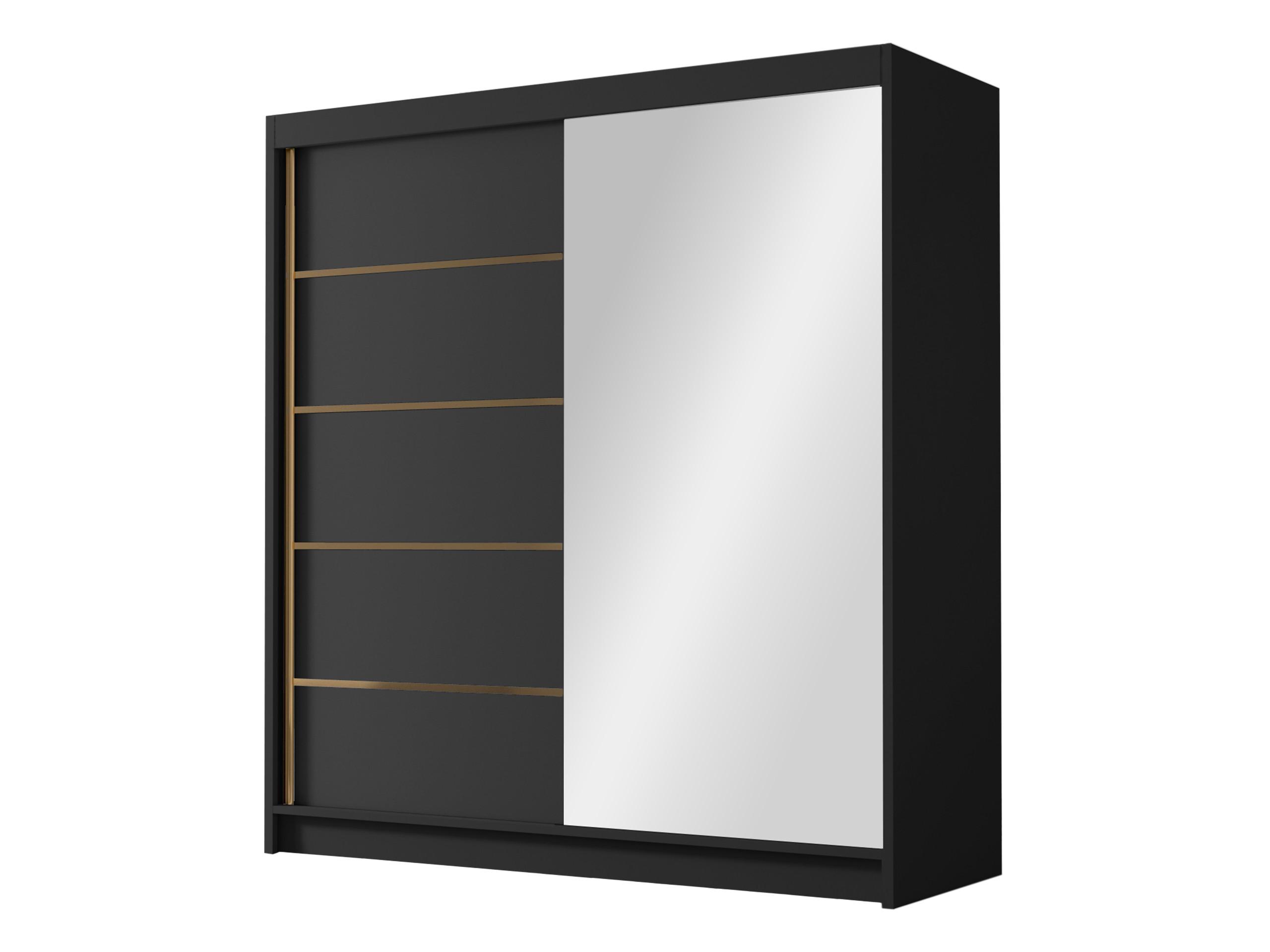 SCHIEBETÜRENSCHRANK Bali III - Goldfarben/Schwarz, Holzwerkstoff/Metall (180/215/58cm) - MIRJAN24