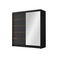 SCHIEBETÜRENSCHRANK Bali III - Goldfarben/Schwarz, Holzwerkstoff/Metall (180/215/58cm) - MIRJAN24