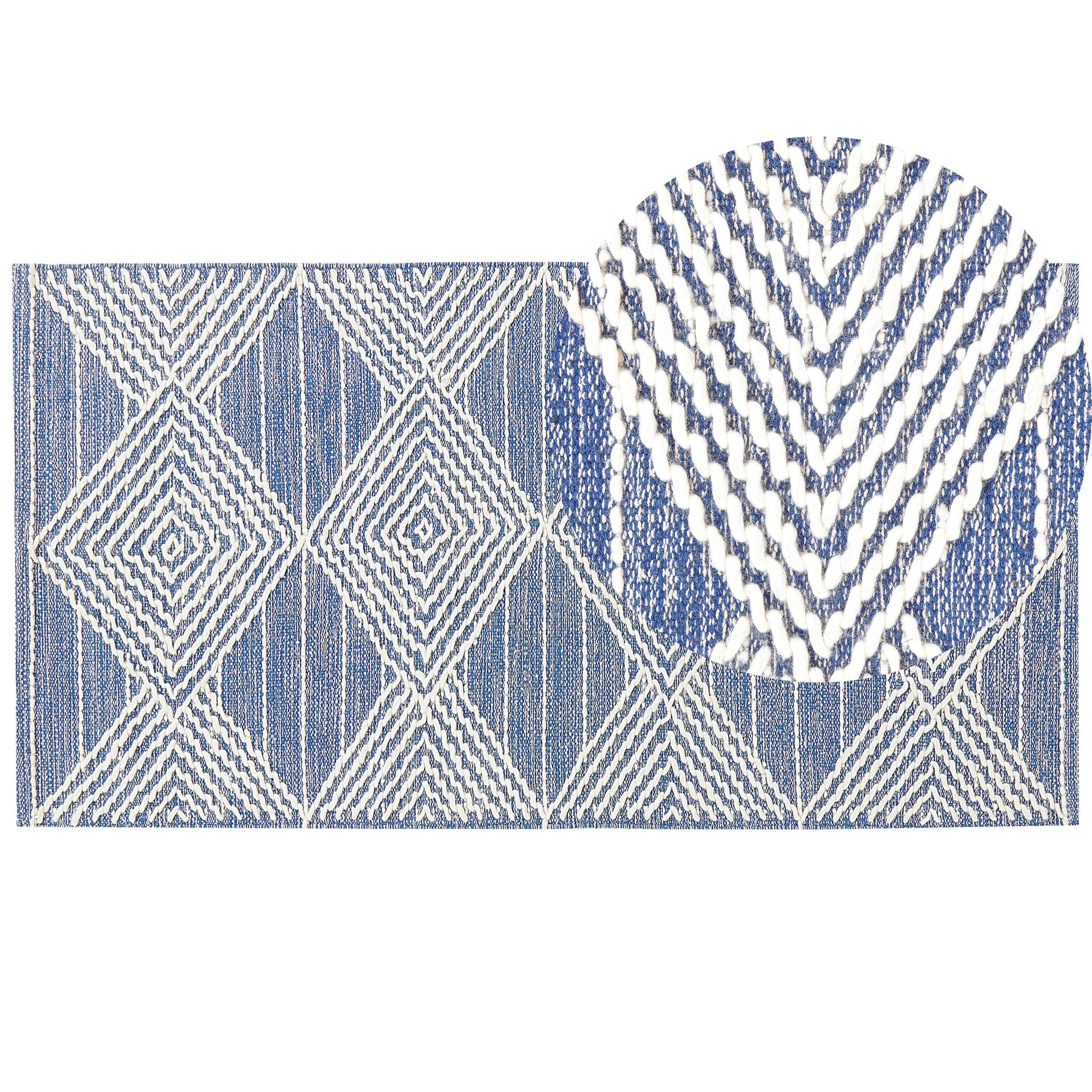 KURZFLOR-TEPPICH Datca 150/80 cm - Blau, Textil (80/150cm) - Beliani