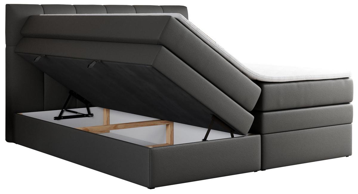 BOXSPRINGBETT ALVIN KING 200/200 Dunkelgrau Kunstleder - H3 - Dunkelgrau, Holz/Textil (200/200cm) - MKS