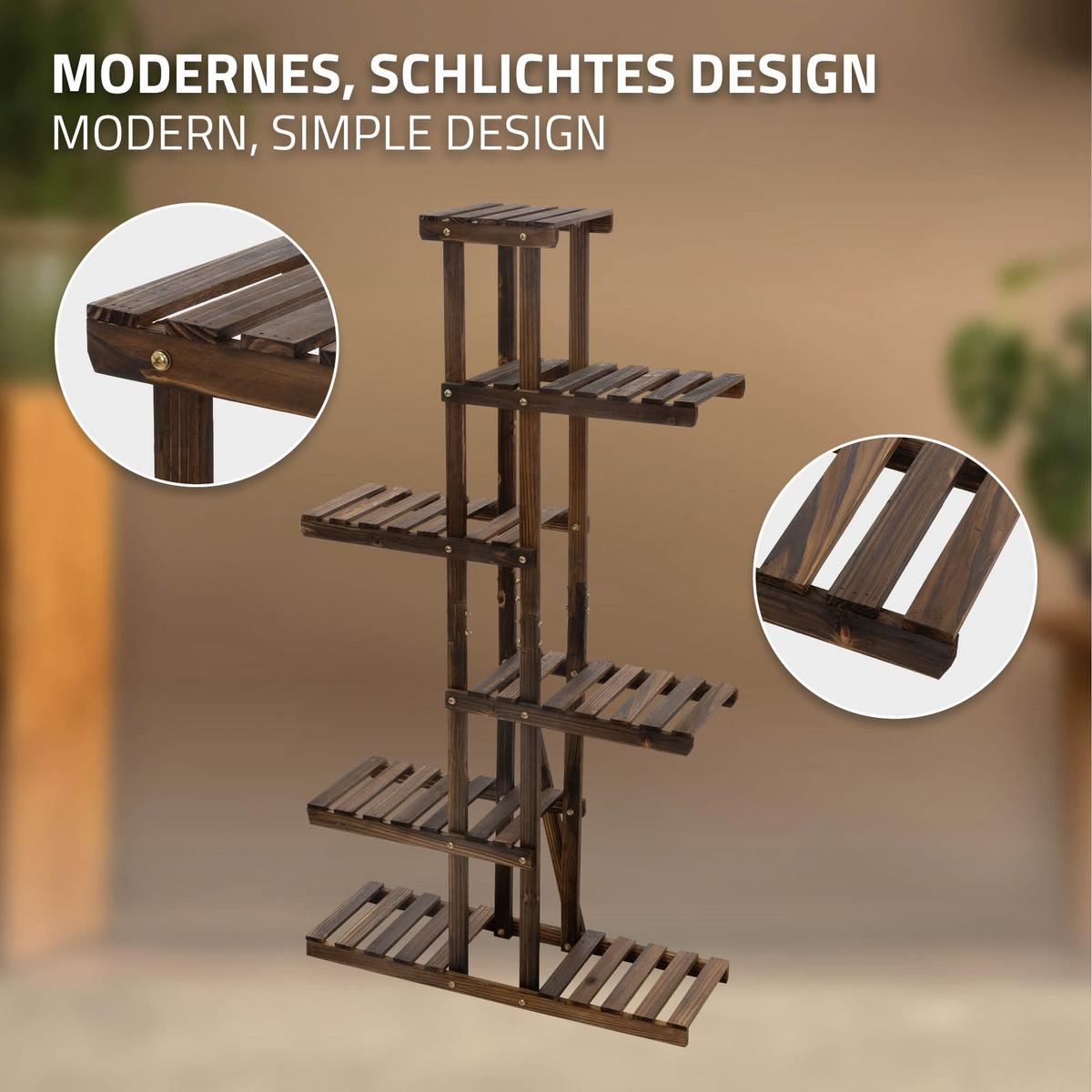 BLUMENREGAL - Braun, Holz (27.5/140/75cm) - ML-DESIGN