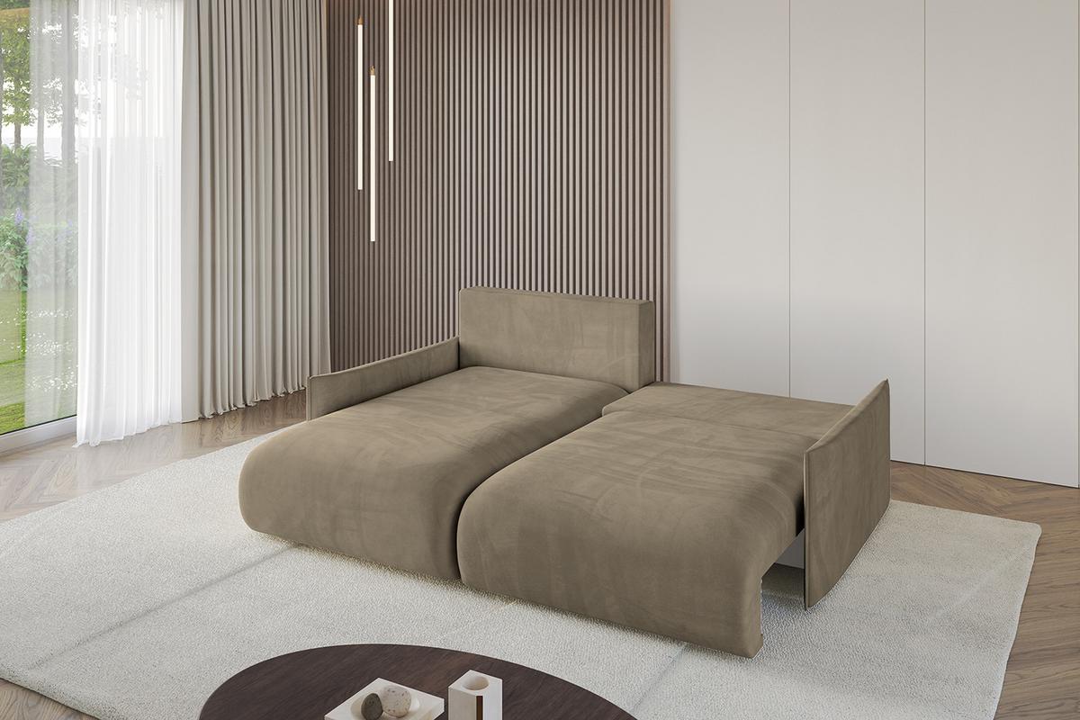ECKSOFA Ottomane links ONESK-L-v1 216x177x72 Braun Velours - Braun, Holzwerkstoff/Kunststoff (216/177cm) - ALTDECOR