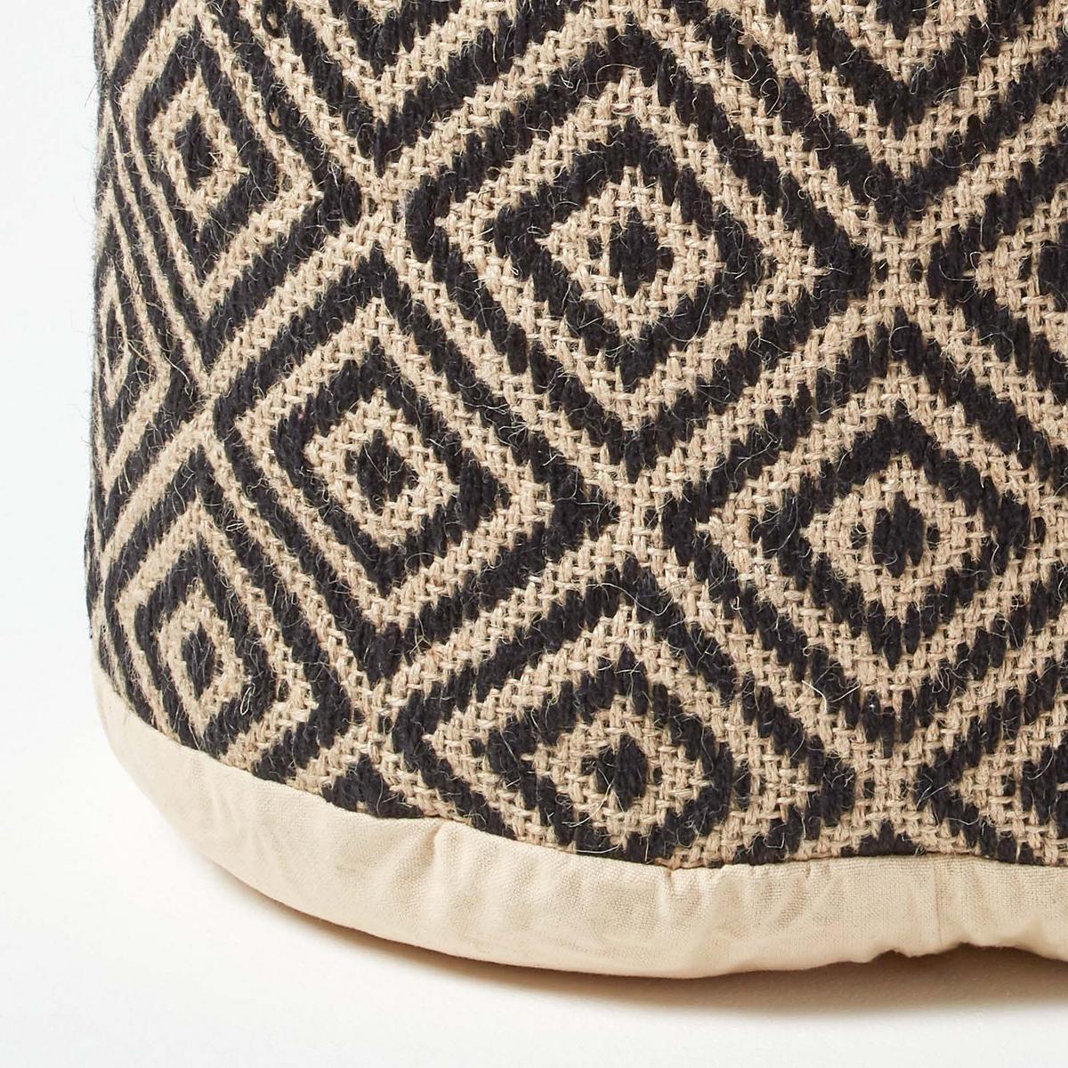 SITZPOUF rund mit Ethno-Muster, 40/40/45 cm - Schwarz, Textil (45/40/45cm) - Homescapes