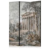 PARAVENT Beidseitig Bedruckter 3-tlg 135x172 cm Griechischer Tempel - Grau, Holz/Textil (135/172/3cm) - Muralo