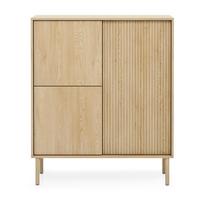 HIGHBOARD Trentinis 3T Beige 103,5/123,4/39,5 cm – Geriffelte Fronten - Eichefarben, Holzwerkstoff/Metall (103.5/121.8/39.5cm) - AX Living