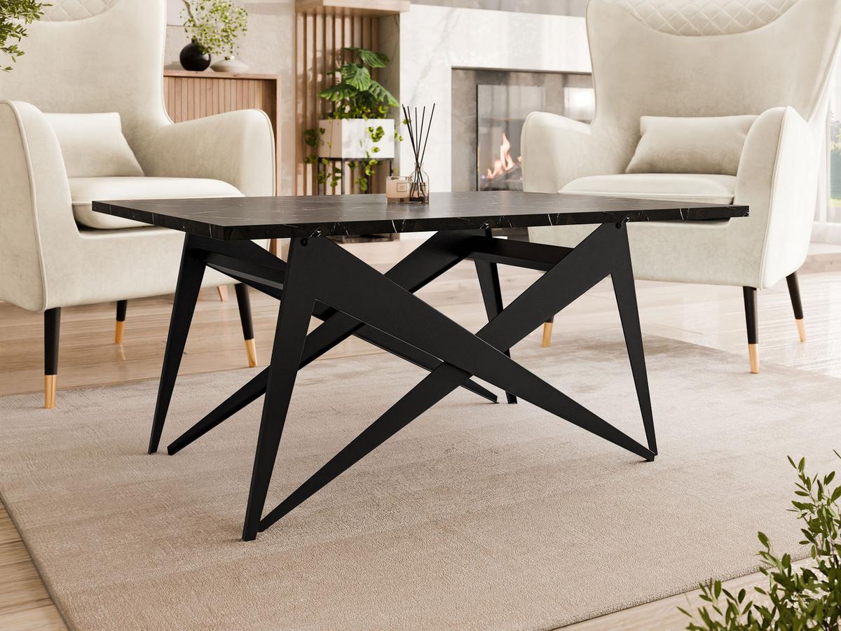 2-IN-1 COUCHTISCH UND ESSTISCH Xena - Schwarz, Holzwerkstoff/Metall (70/90/45cm) - MIRJAN24