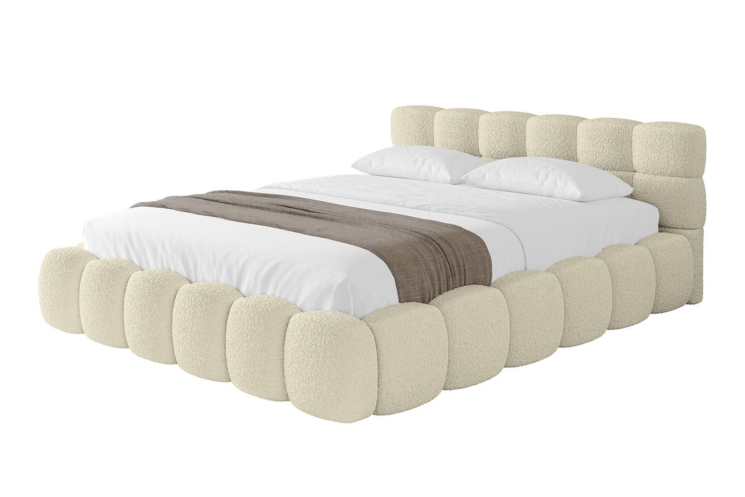 POLSTERBETT mit Bettkasten und Lattenrost, Bett mit Matratze H3/H4 - LEYA-v1 200x200 Beige - Beige, Holzwerkstoff/Textil (200/200cm) - ALTDECOR