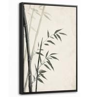 LEINWAND Bilder mit Rahmen - Japandi - Bambus - Beige - 40x60 - Eukalyptusholzfarben, Textil (40/60cm) - MuchoWow