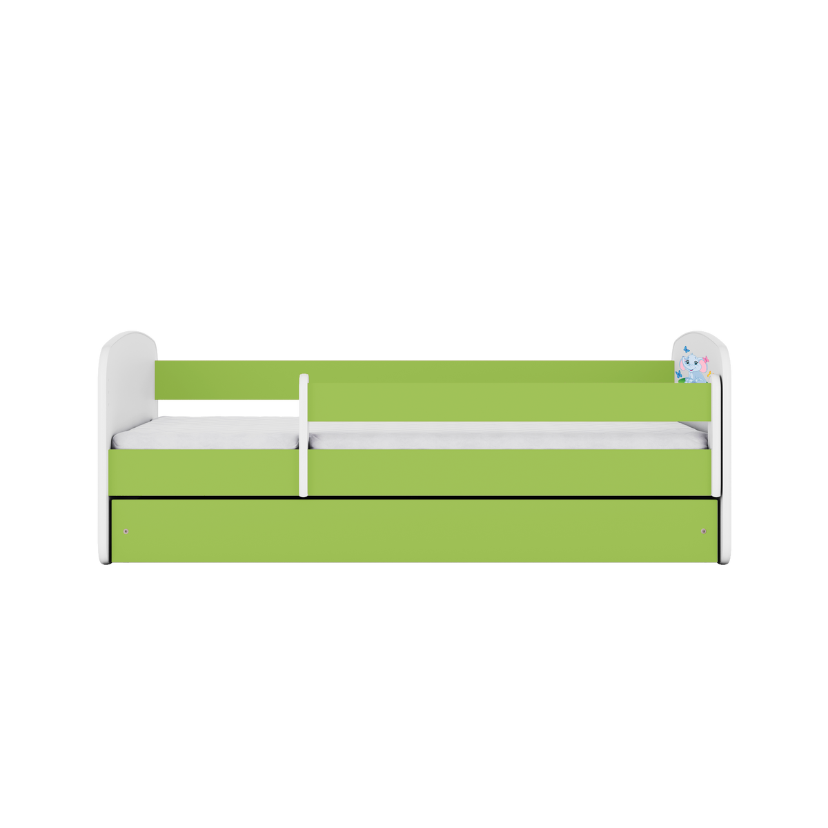 KINDERBETT Elefant mit Schublade und Matratze 180/80 - Grün, Holzwerkstoff (80/180cm) - RAUMHIRSCH FURNITURE