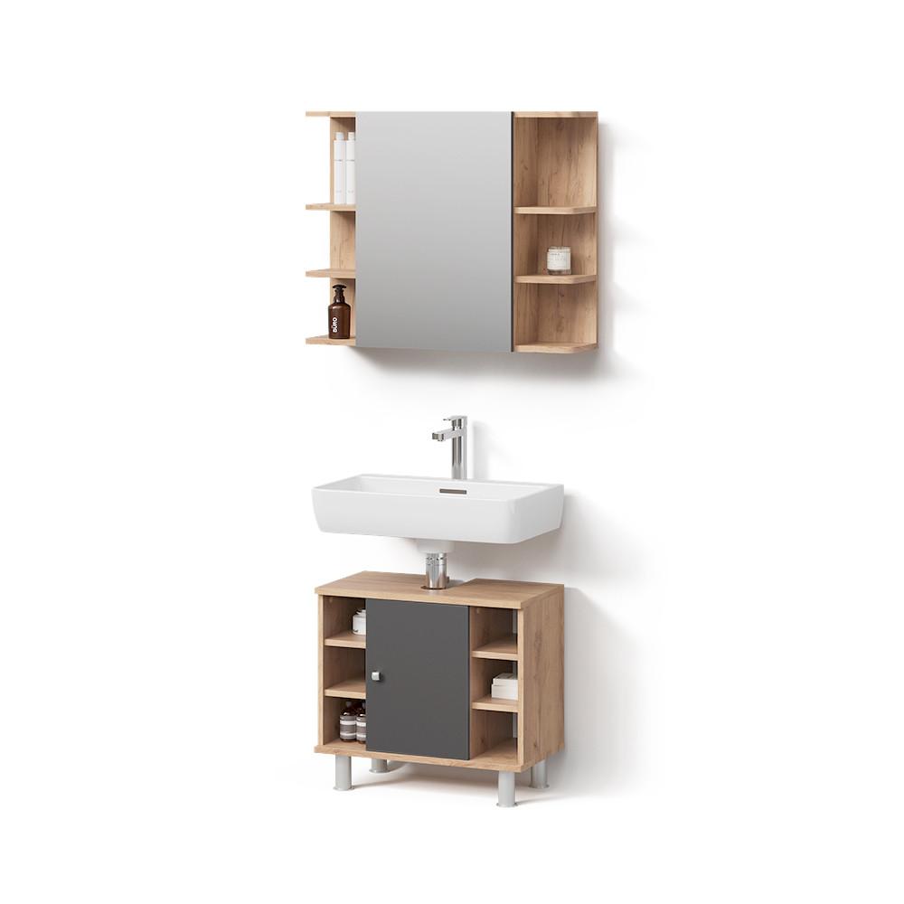 BADMÖBEL-SET Fucino Eiche 2 Teile - Eichefarben, Holzwerkstoff (79/64/21cm) - Livinity®