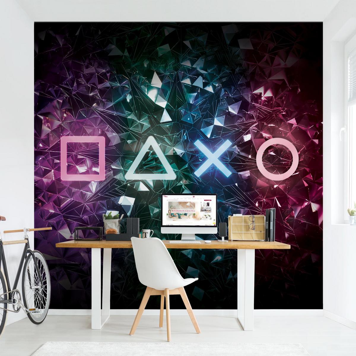 FOTOTAPETE Controller Symbole in Kristallen 240/240 cm - Multicolor, Papier (240/240cm) - Bilderwelten
