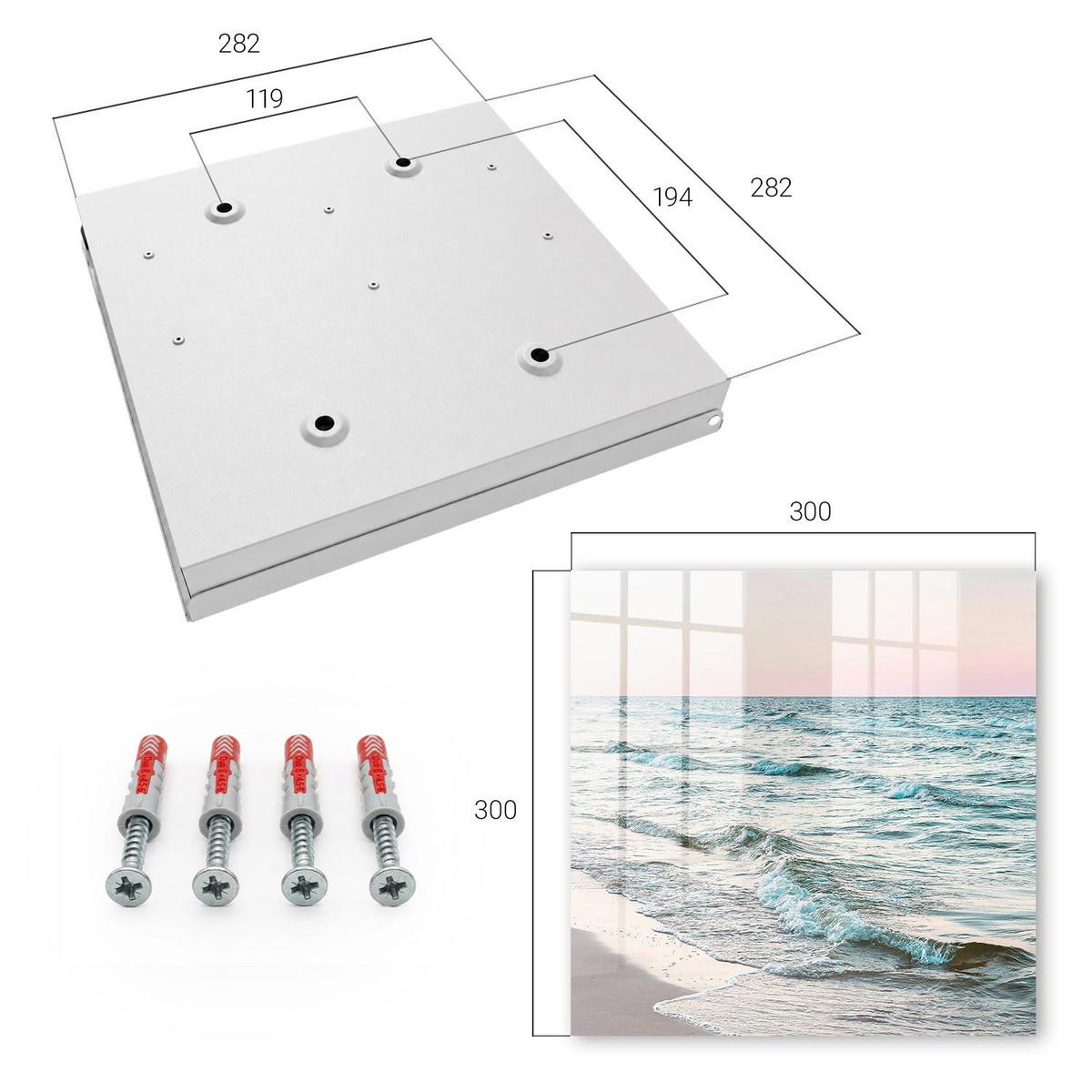 SCHLÜSSELBOX Weiß 30x30 cm – Türöffnung nach rechts - Meereswellen - Blau, Metall (30/30/5cm) - TULUP