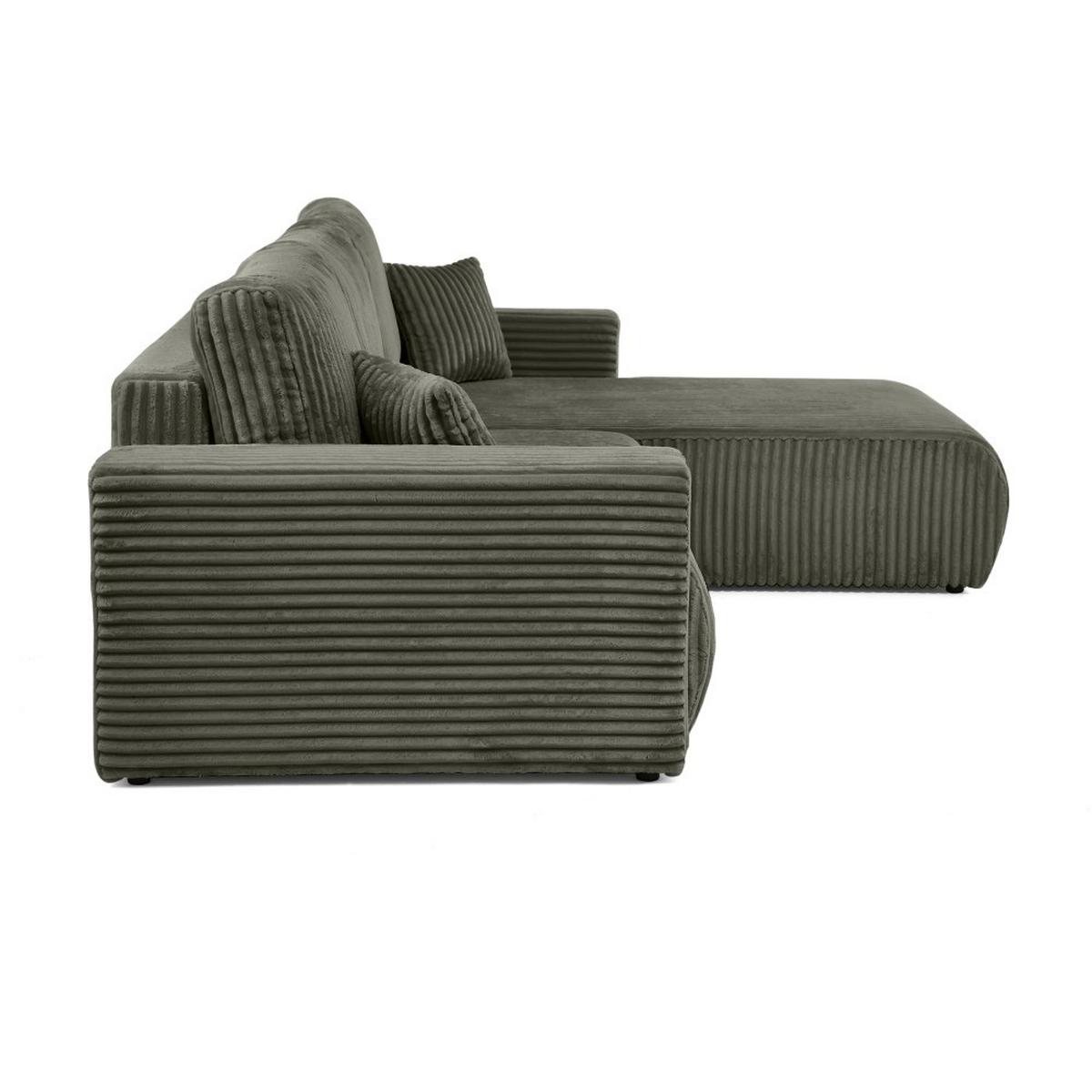 ECKSCHLAFSOFA Porto mit universelle Ottomane, Grün - Schwarz/Grün, Textil (288/190cm) - Beautysofa