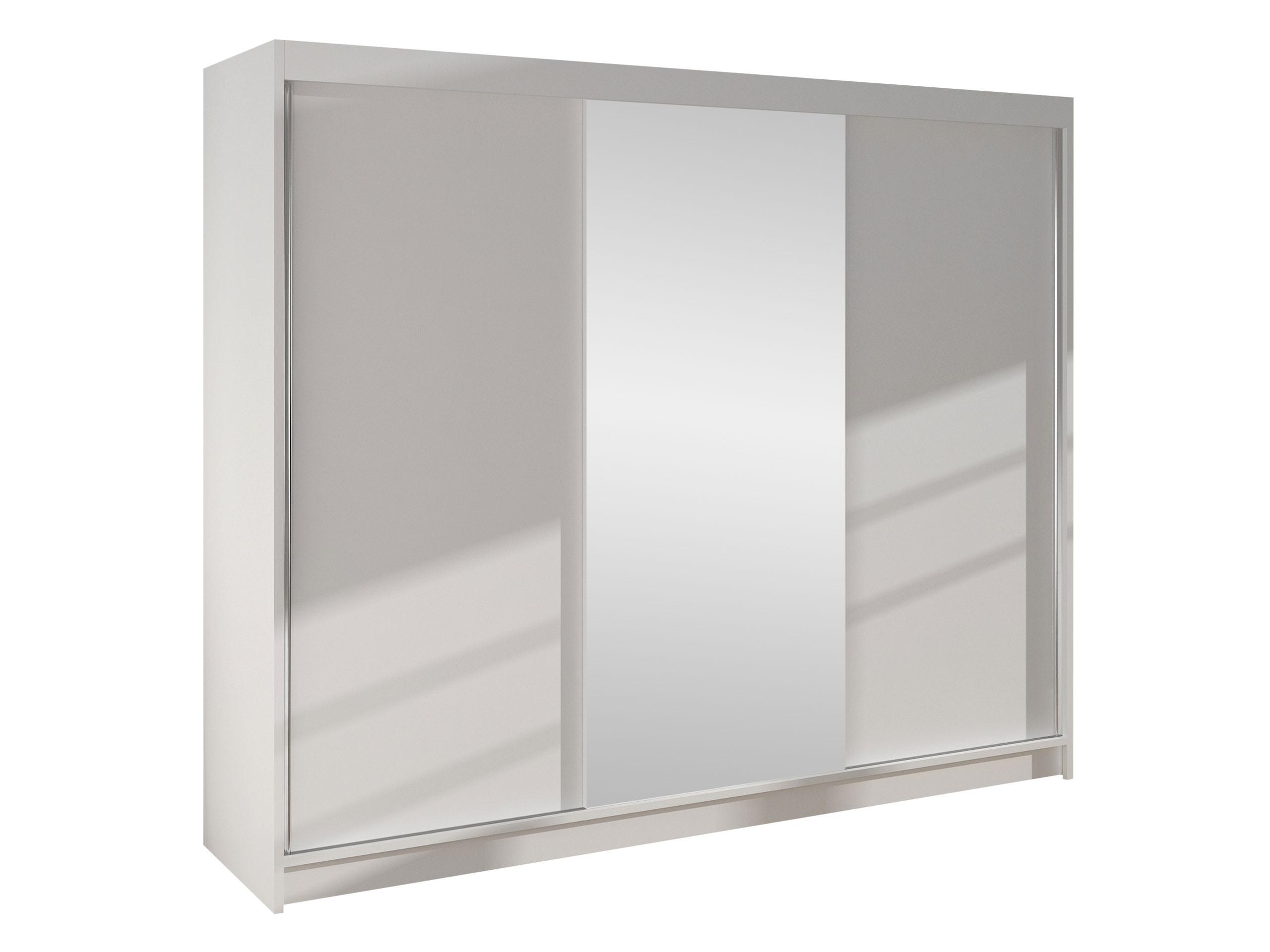 SCHWEBETÜRENSCHRANK Derby I - Weiß, Holzwerkstoff/Metall (200/215/58cm) - MIRJAN24