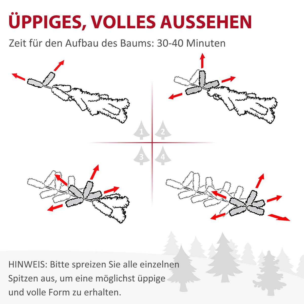 180 cm Weihnachtsbaum Künstlich Christbaum Dichte Zweige für Weihnachtsfest - Grün, Kunststoff (180cm) - HOMCOM