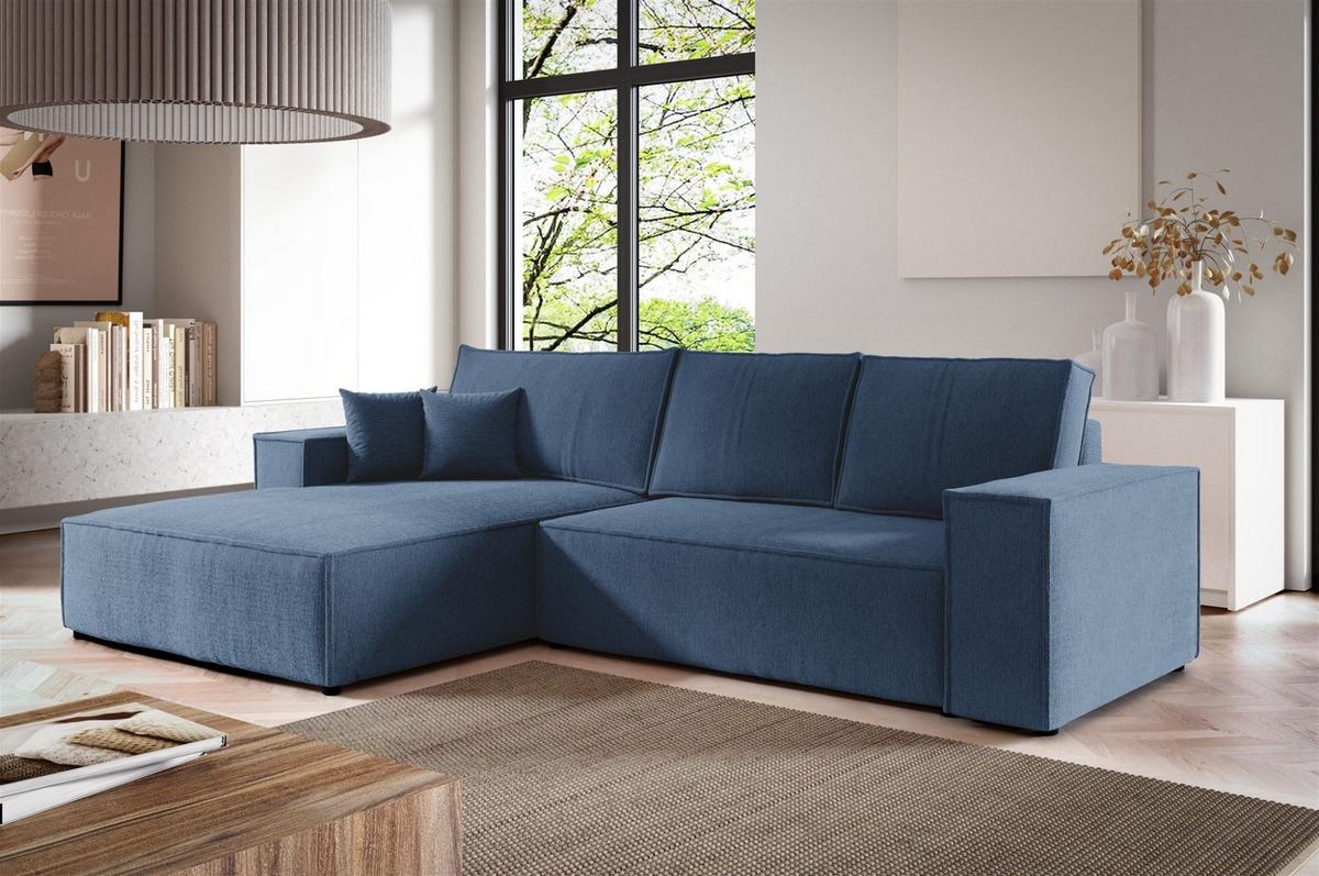 ECKSOFA Levio - Dunkelblau, Holzwerkstoff/Textil (294/185cm) - Fun Möbel